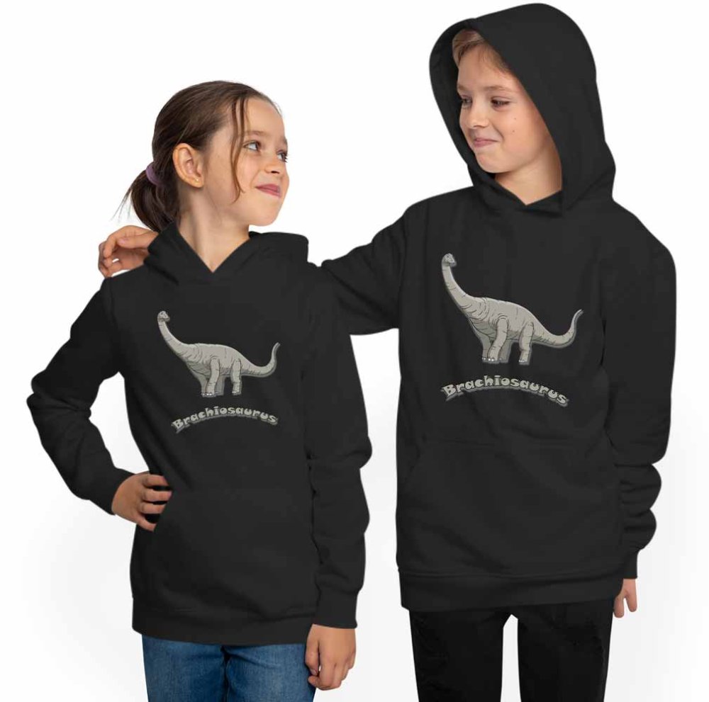 Hoodie Kids Hooded Sweatshirt - with Brachiosaurus i66